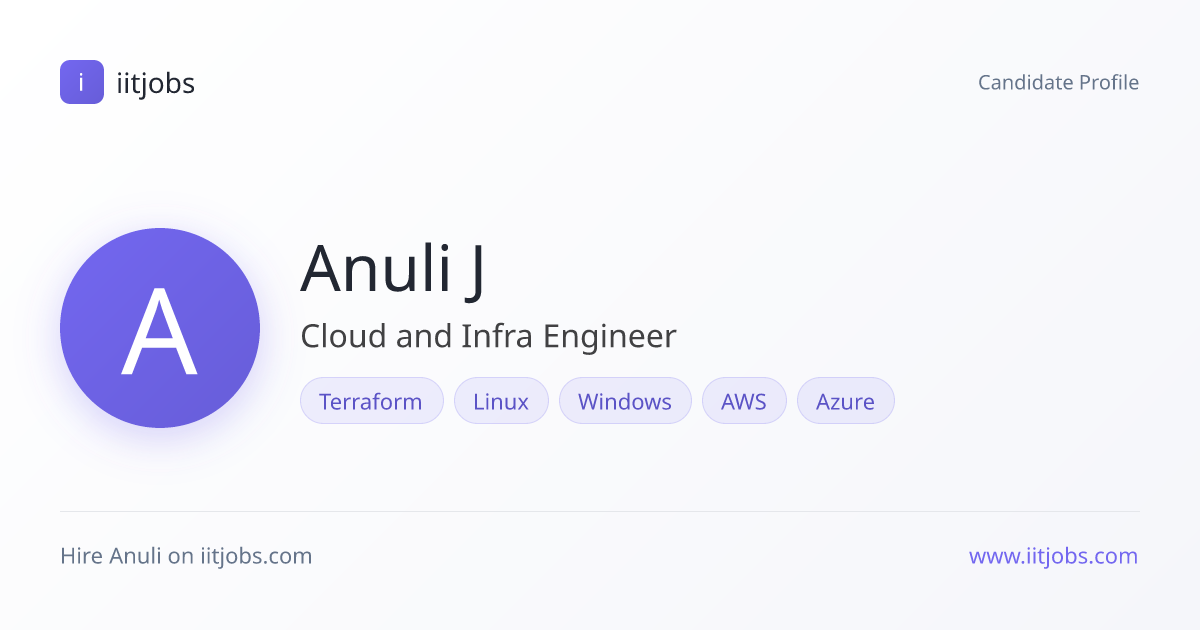 Anuli J — Cloud and Infra Engineer | iitjobs