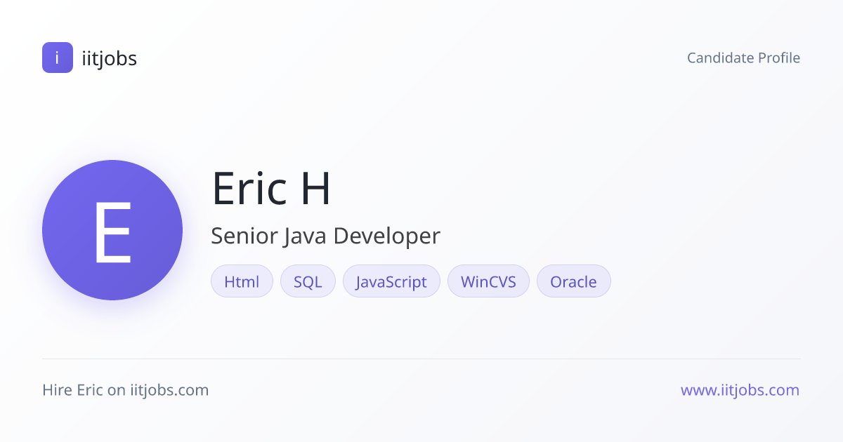 Eric H — Senior Java Developer | iitjobs