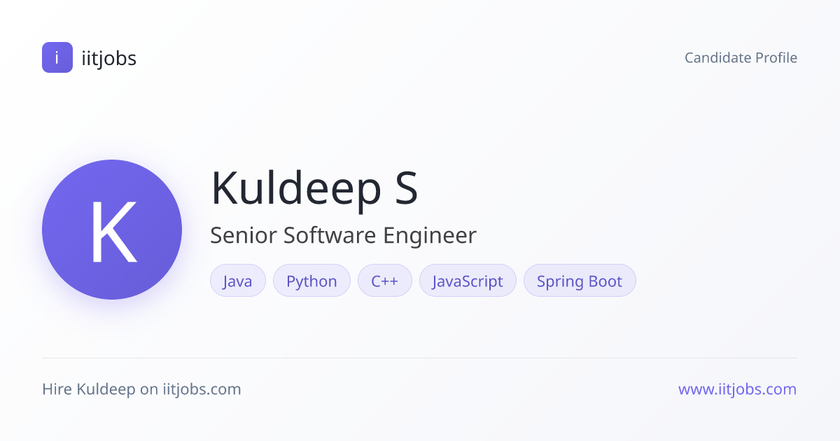 Kuldeep S — Senior Software Engineer | iitjobs