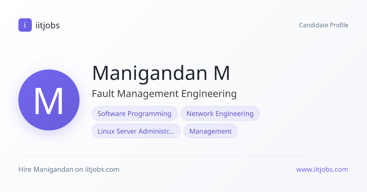 Manigandan M — Fault Management Engineering | iitjobs
