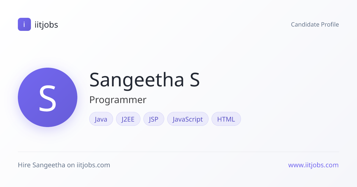 Sangeetha Sreenivasan Kochu — Programmer in Sharjah | iitjobs
