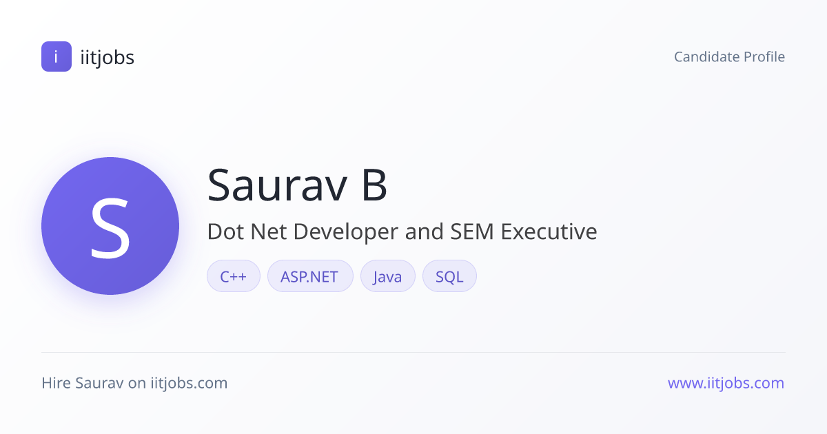 Saurav Bansal — Dot Net Developer and SEM Executive in Muktsar | iitjobs